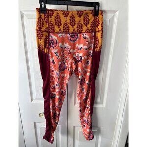 Free People Womens Yoga Leggings With Wild Floral & Geometric Prints Ruched Ankl